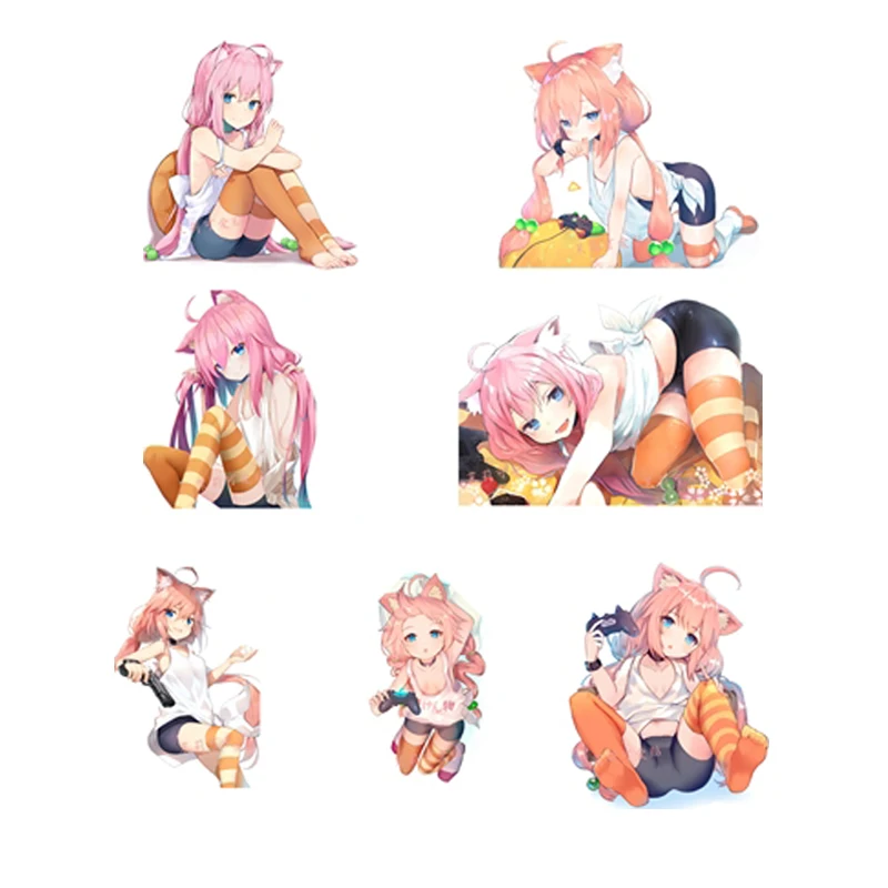 

7 шт. для Hololive Hinata Vtuber Стикеры для индивидуальности для подростков мальчиков хобби ноутбук лобовое стекло чемодан телефон водонепроницаемы...