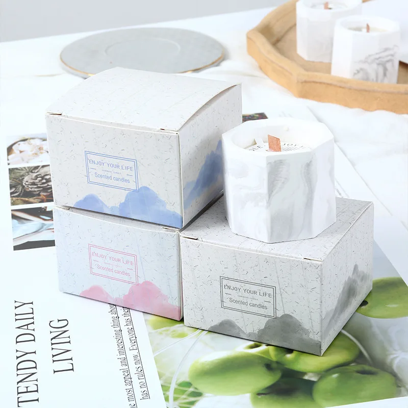 Набор Ароматических Свечей ароматерапия банка для свечей Мраморная текстура