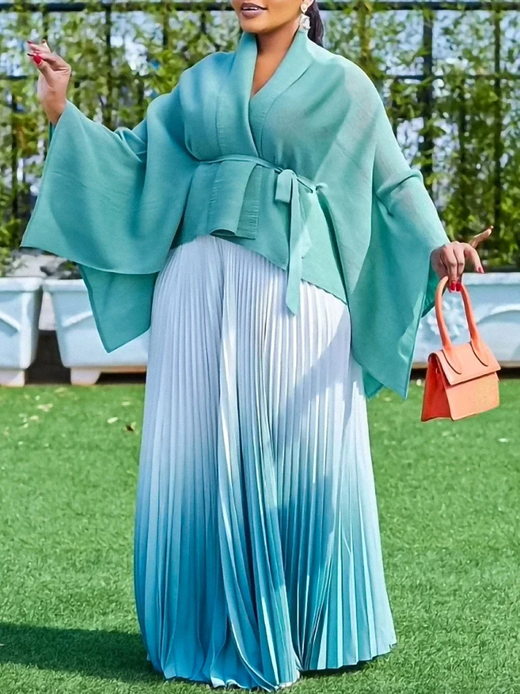 Комплект из двух предметов свободные топы плиссированная юбка градиентного