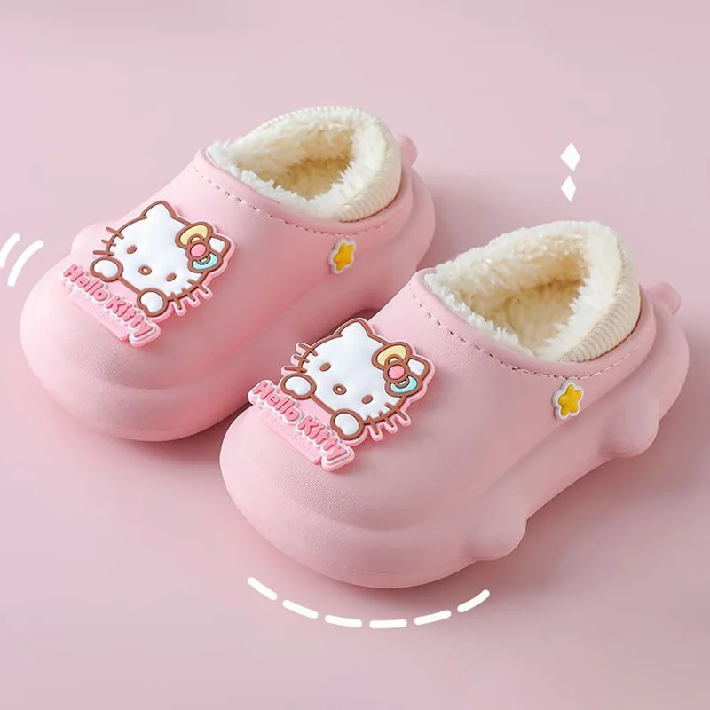 

Sanrioed Hello Kitty Kuromi Cartoon Children's Autumn and Winter Cotton Slippers Cute Waterproof and Non-Slip Warm Home Shoes