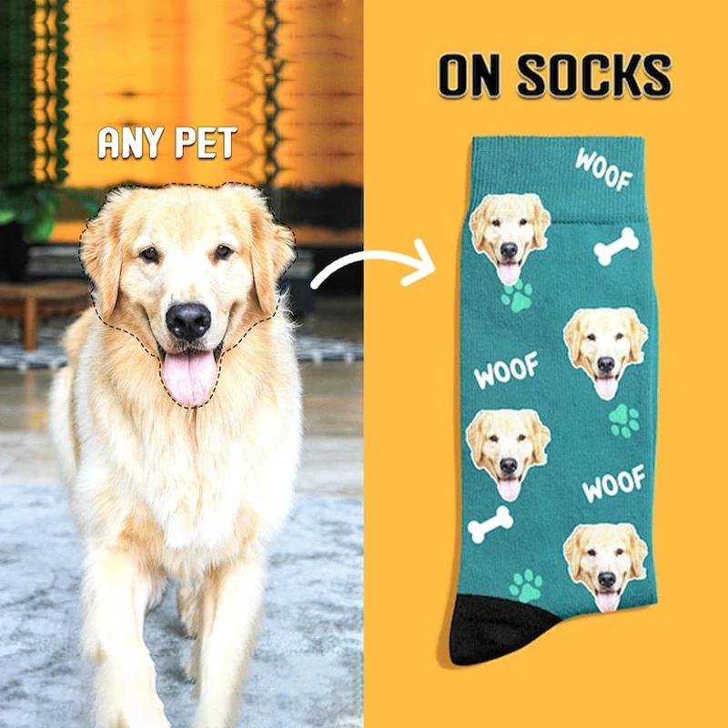Custom Print Your Photo Pet Face Socks Personalized Socks Logo Fashion Funny Cotton DIY Design Birthday Valentine's Novelty Sock