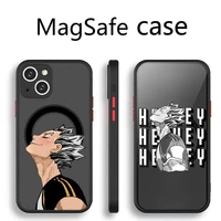 kotaro bokuto haikyuu anime phone case transparent magsafe magnetic magnet for iphone 13 12 11 pro max mini wireless charging