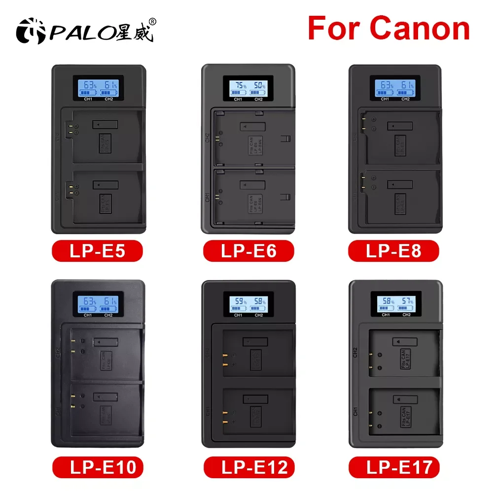 

charger LP-E5 LP-E6 LP-E8 LP-E10 LP-E12 LP-E17 LP E5 E6 E8 E10 E12 E17 battery USB Dual smart charger for Canon battery chargers