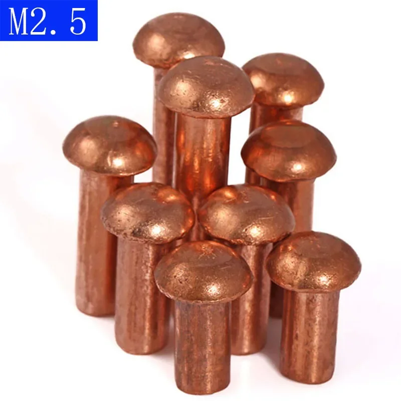 M2.5 Кнопка с круглой головкой твердая медная заклепка накаткой вставные гайки