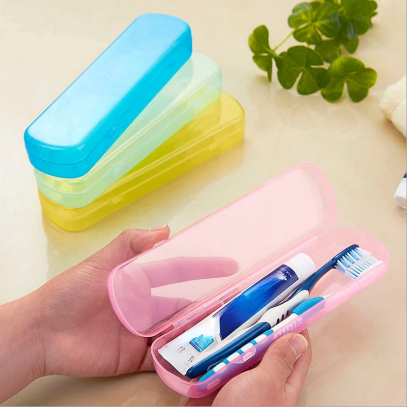 

2022New accessories Portable outdoor travel toothbrush toothpaste storage box only empty Transparent candy color