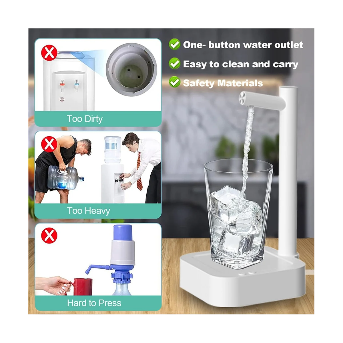 Умный диспенсер для воды 6 уровней универсальная бутылка 5 галлонов портативный