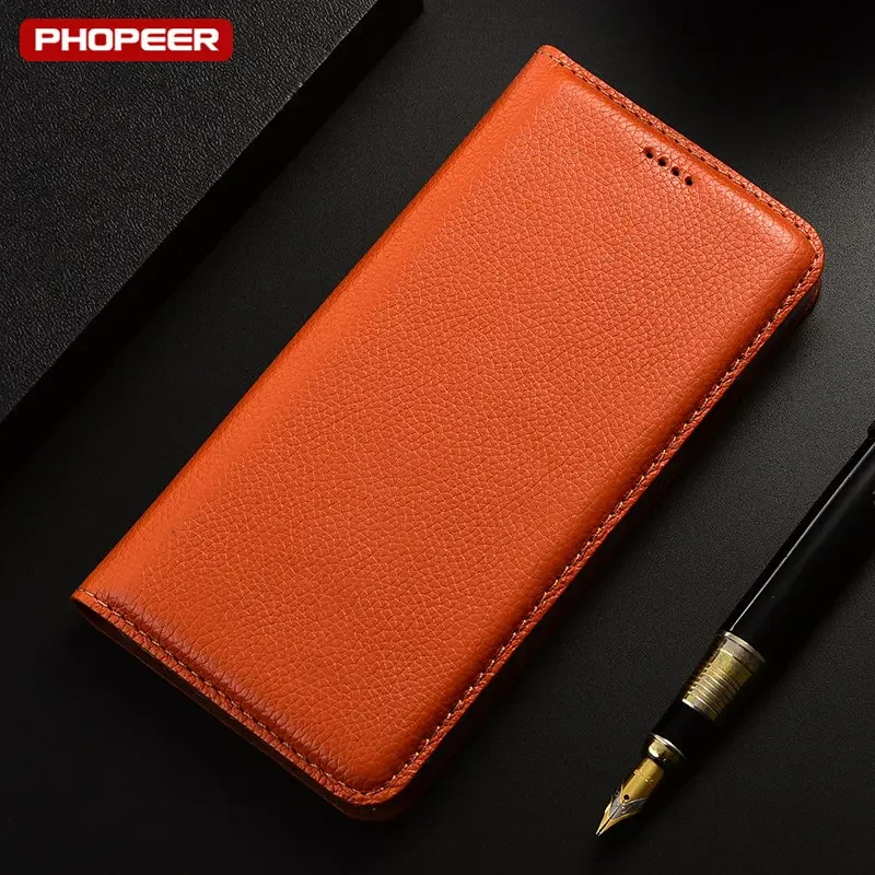 Чехол-книжка из натуральной кожи с текстурой личи для Huawei Nova 3 3i 3E 4 4E 5 5i 5T 5Z 6 7 8 8i 9 SE