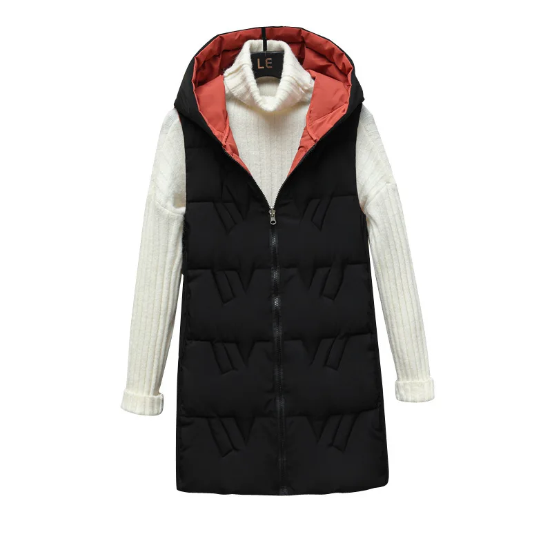 2022 New Double-sided Vest Women's Winter Hooded Vest Korean Version Autumn and Winter Down Cotton Vest Thickened Coat