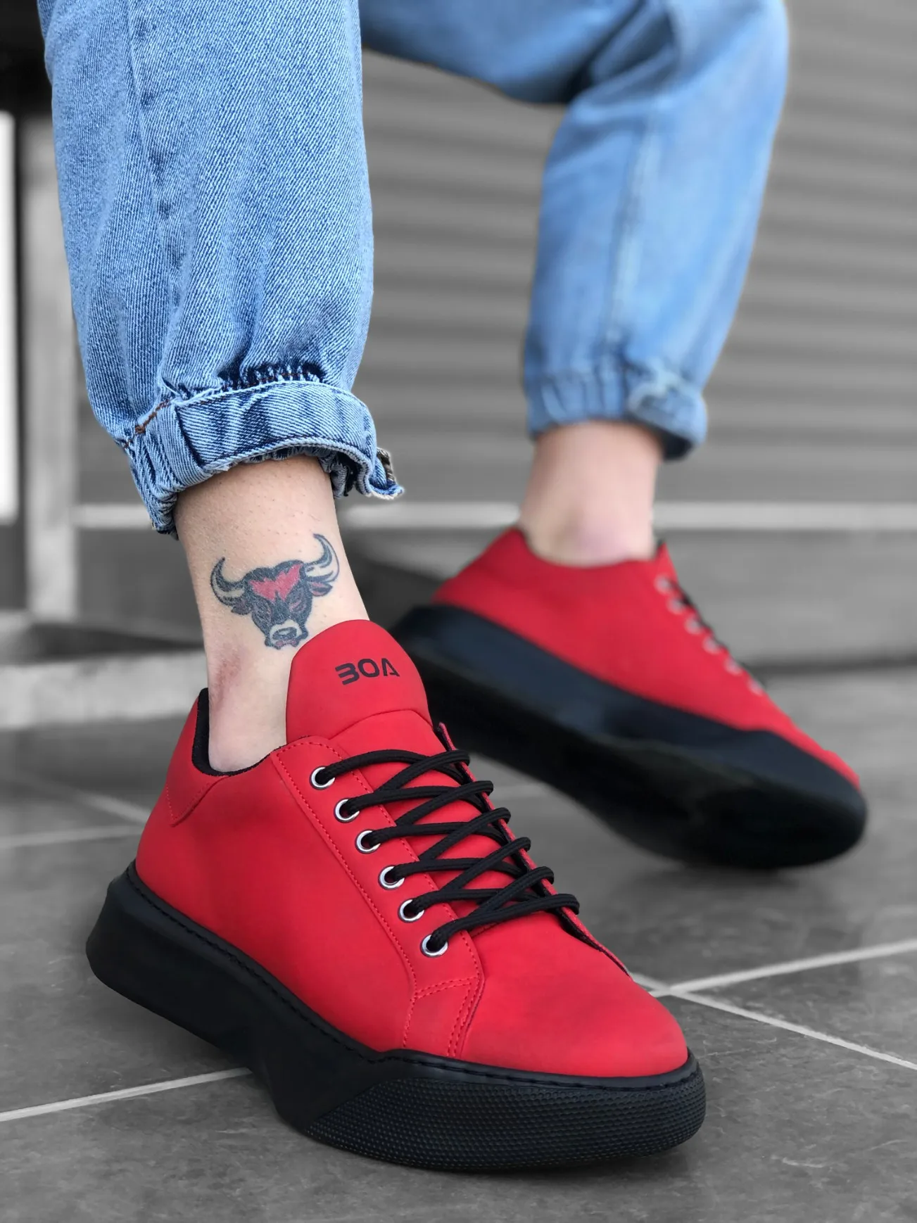 

New Season Casual Men Shoes For Comfortable Sport Orthopedic High Soled Walking Unisex Luxury Premium Trend Wedding Sneakers Trainers BA0161 Laced Base Red