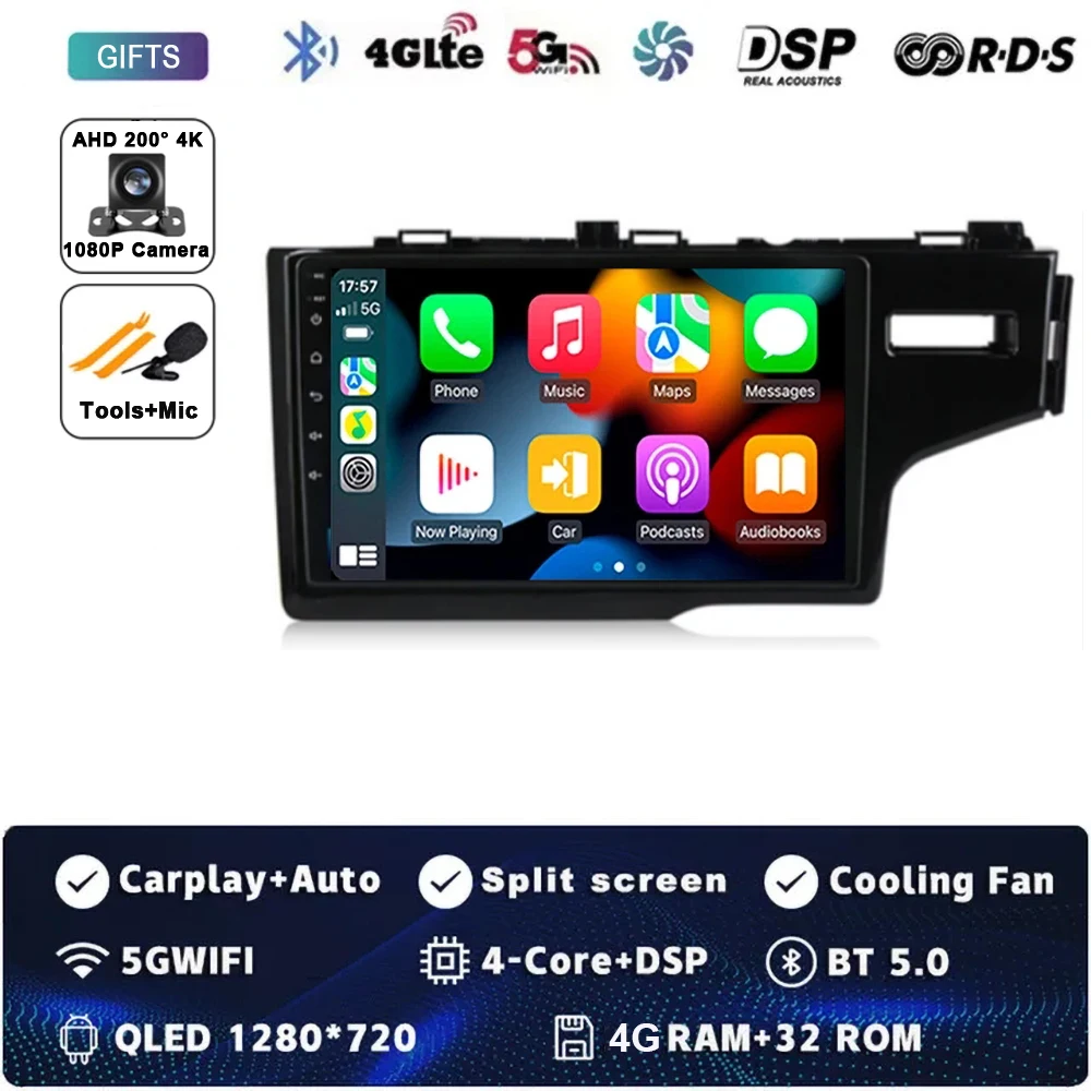 

Автомагнитола на Android 14, мультимедийный видеоплеер для Honda Fit 3 GK GH Jazz 2013 - 2020 RHD, автонавигация GPS, головное устройство BT Wifi + 4G