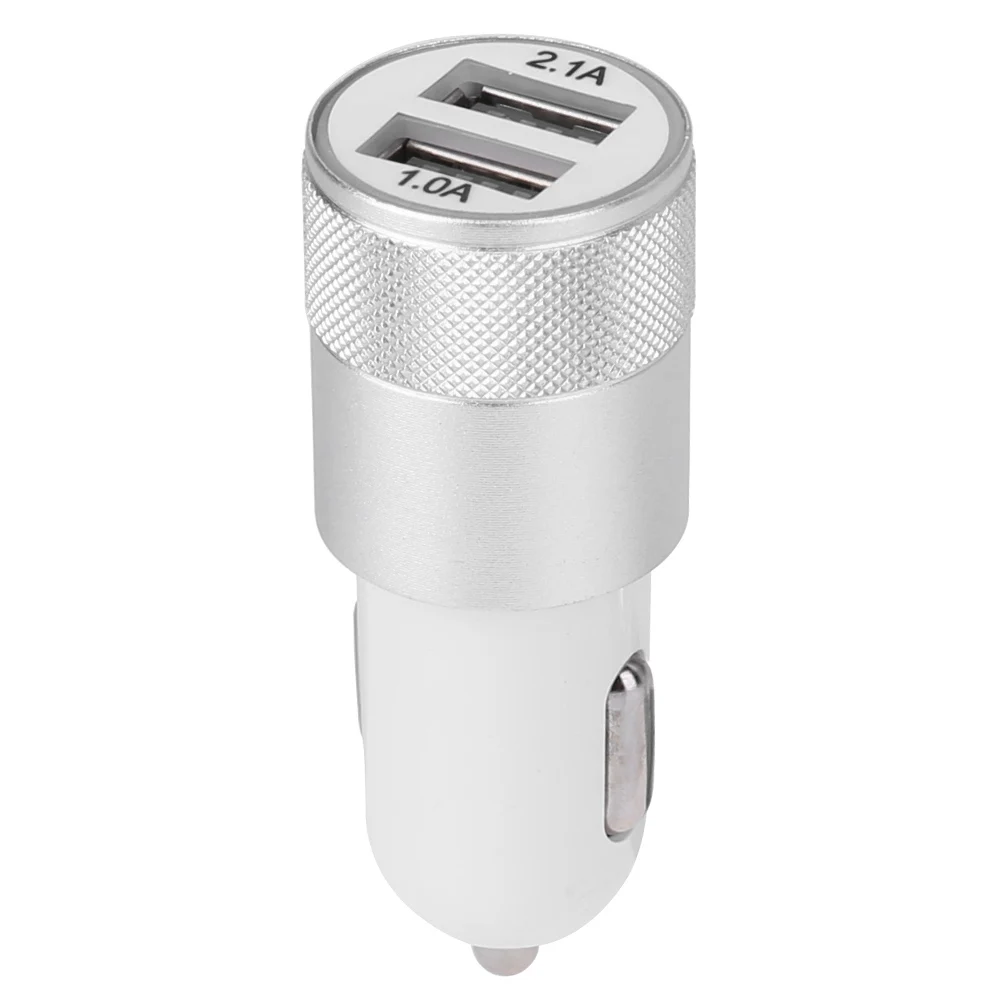 

Car Charger 2.1A Dual USB Dual Port Fast Charging for Tablet Mobile SmartPhone Chargers Aluminum Alloy Metal