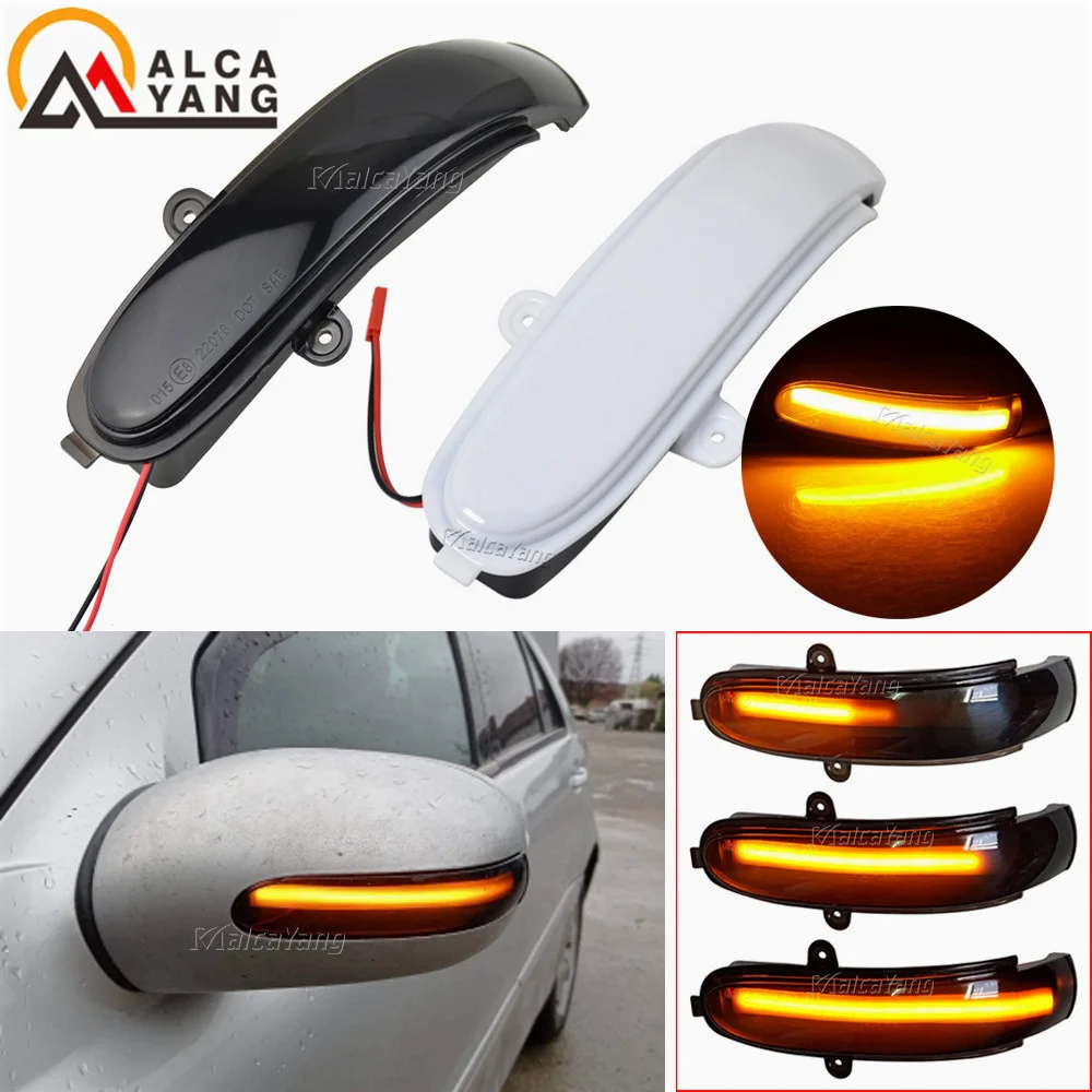 2pcs Flashing Water Dynamic Blinker For Mercedes Benz C Class W203 S203 CL203 2001-2007 LED Turn Signal Side Mirror Light