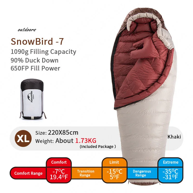 

Новинка 2022, зимний спальный мешок 20D для мам, ультралегкий переносной спальный мешок с утиным пухом для кемпинга на открытом воздухе и снега,...