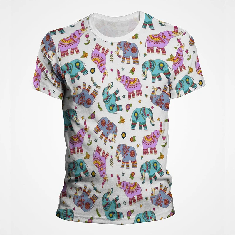 

3D Print Elephant Totem Pattern T Shirts For Men 2023 O Neck Short Sleeve Fashion Tees Summer Popular Casual Style T-shirt