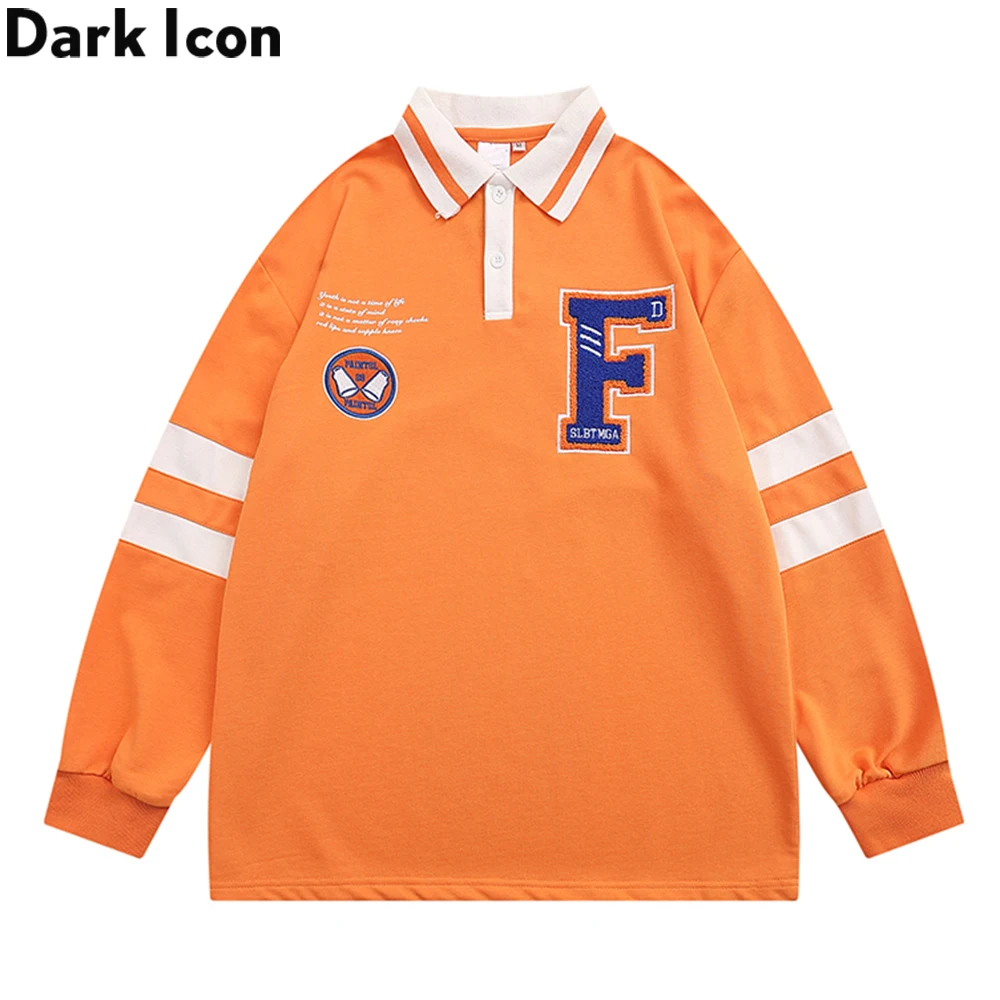 

Dark Icon Big F Towel Embroidery Polo Sweatshirt Men Turn-down Collar Men's Sweatshirts 3 Colors