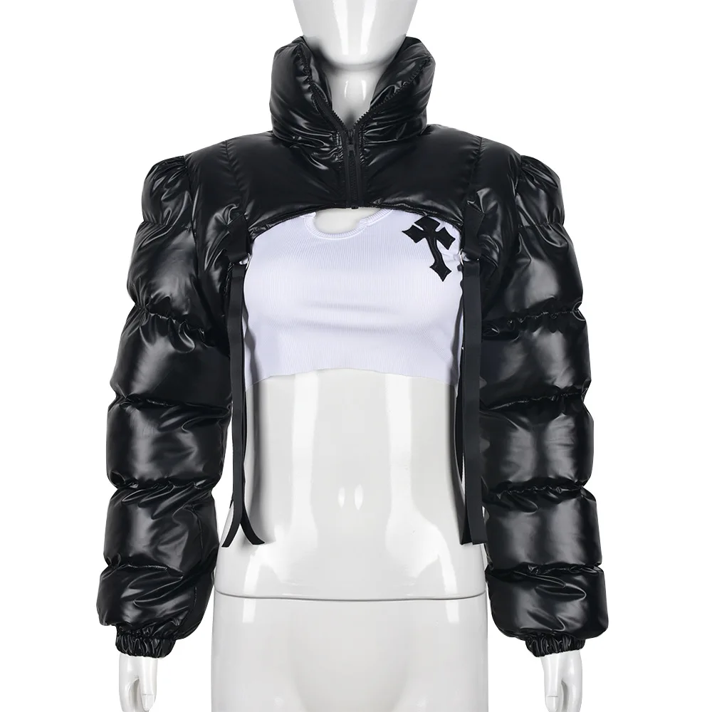 2022 Women's Clothing Fall and Winter Cotton Clothes New Long-Sleeved Zipper High Collar Filled Cotton Women