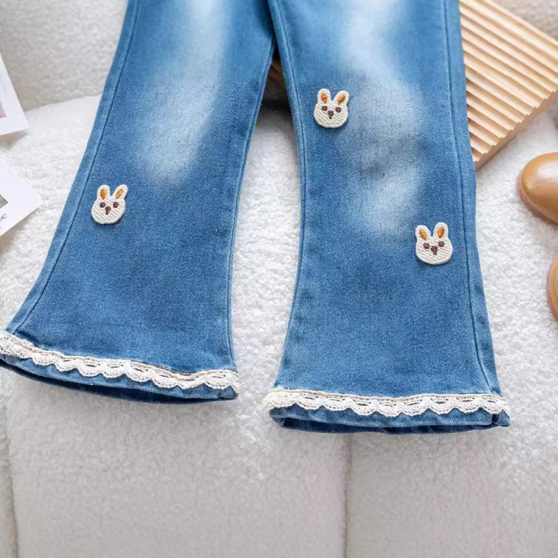 Новые джинсовые брюки-ботинки с мультяшным Кроликом новые брюки Baidu в западном