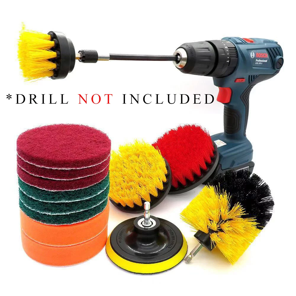 

Drill Brush Attachment Set Power Scrubber Tools Car Polisher Bathroom Cleaning Kit Kitchen Cleaning Brush Accessories