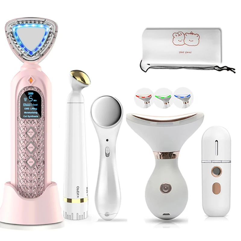 

Ultrasound Face Massager Hot Cold LED Photon Therapy Skin Rejuvenation Facial Lifting Wrinkle Acne Remover Beauty Care Tool
