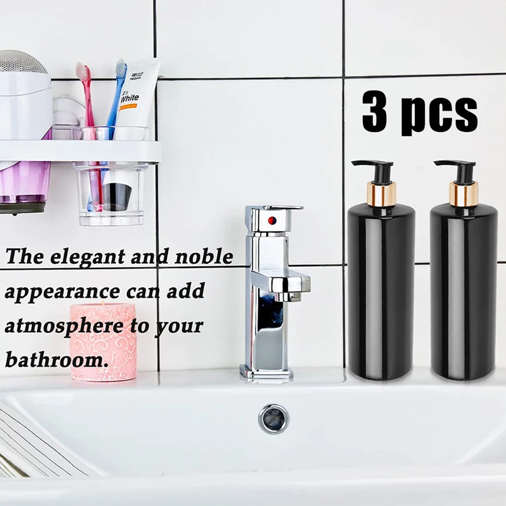 

3PCS 500ml PET Empty Refillable Shampoo Lotion Bottles With Pump Dispensers For Storing Hair Conditioner Empty Cosmetics Bottle