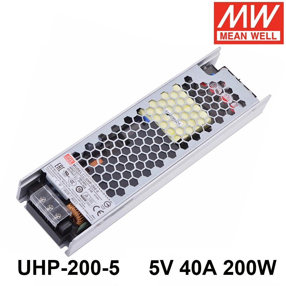 

Original Mean Well UHP-200-5 5V 40A 200W Fanless Design Slim Type Switching Power Supply with PFC Meanwell Driver