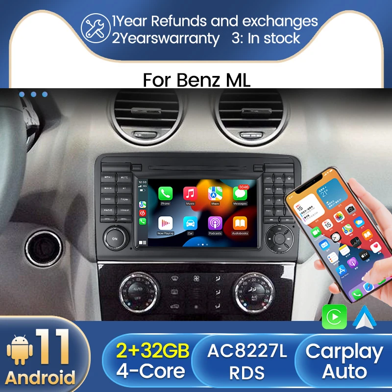 Автомагнитола 2 din android 11 экран стерео для Mercedes Benz GL ML W164 GL320 ML350 ML500 X164 GL35 GL45 GL450 2005-2012
