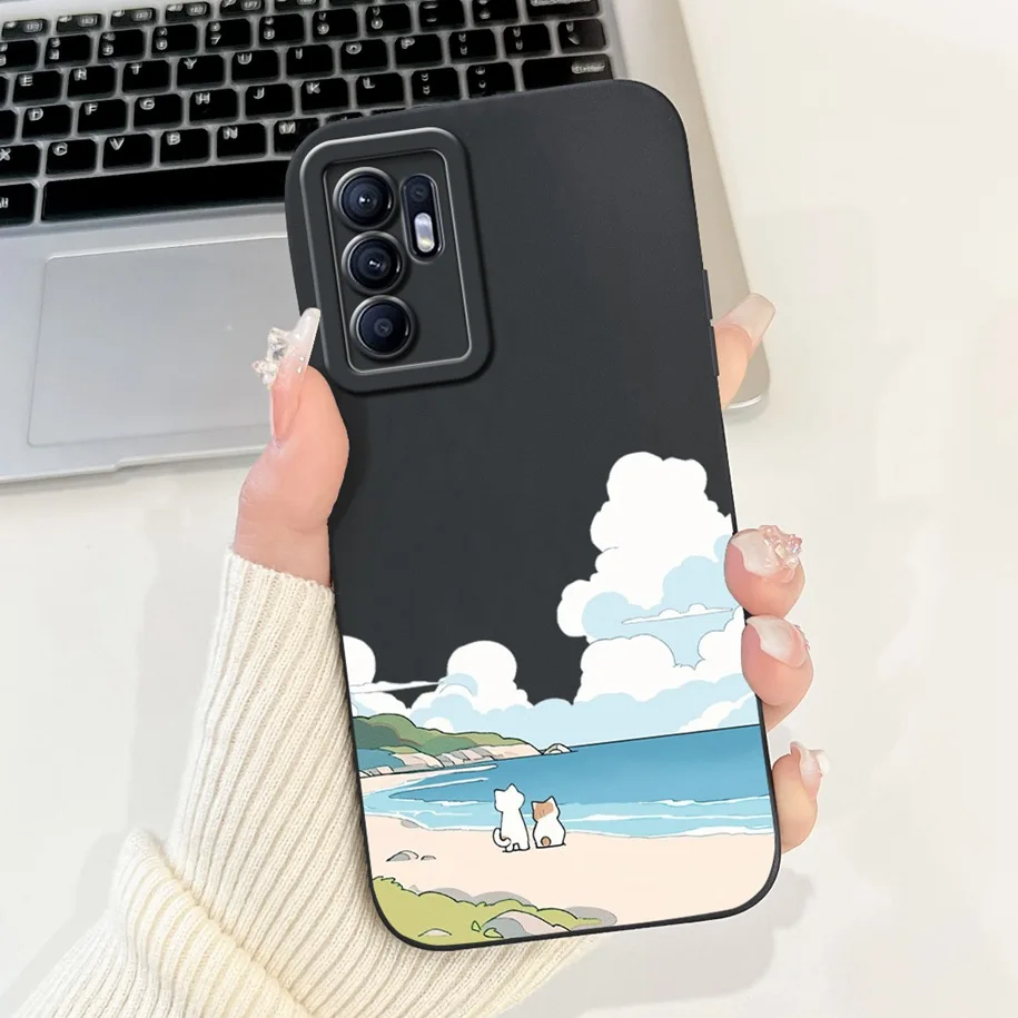 For Oppo Reno6 Z 5G Case Fashion Marble Art Painted Camera Lens Protection Soft Silicone Phone Cover OPPO Reno 6 Coque
