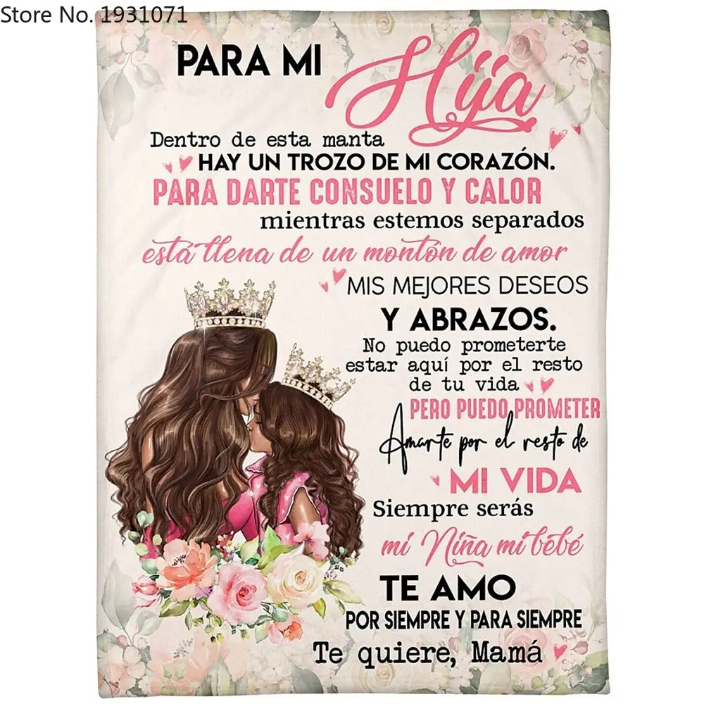 

Флисовое одеяло премиум-класса PARA MI Hija от Mama, Испанская версия, шерпа, домашний декор для спальни, фланелевые одеяла на заказ для детей, одеял...