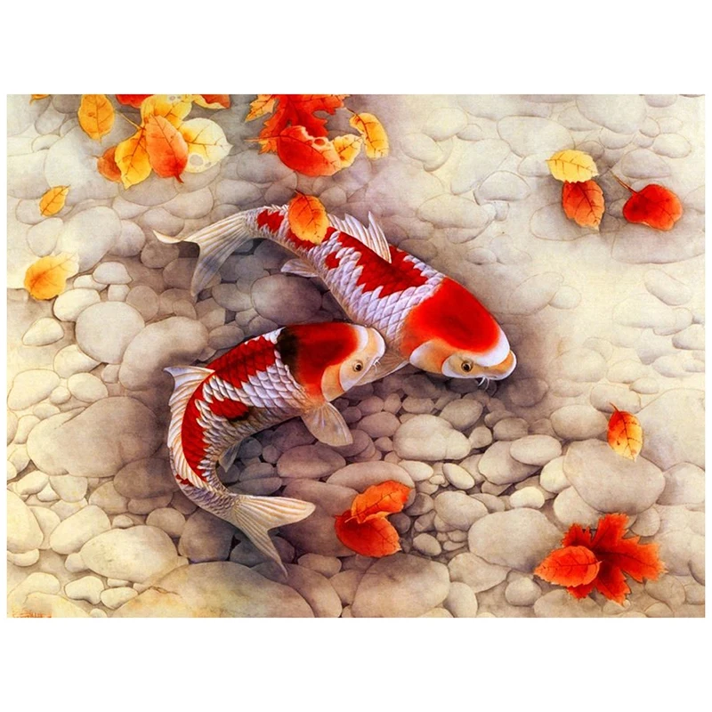 

Алмазная живопись «сделай сам», алмазная вышивка, круглая смола, алмазная вышивка, домашний Настенный декор 30 х40 см, пара кои