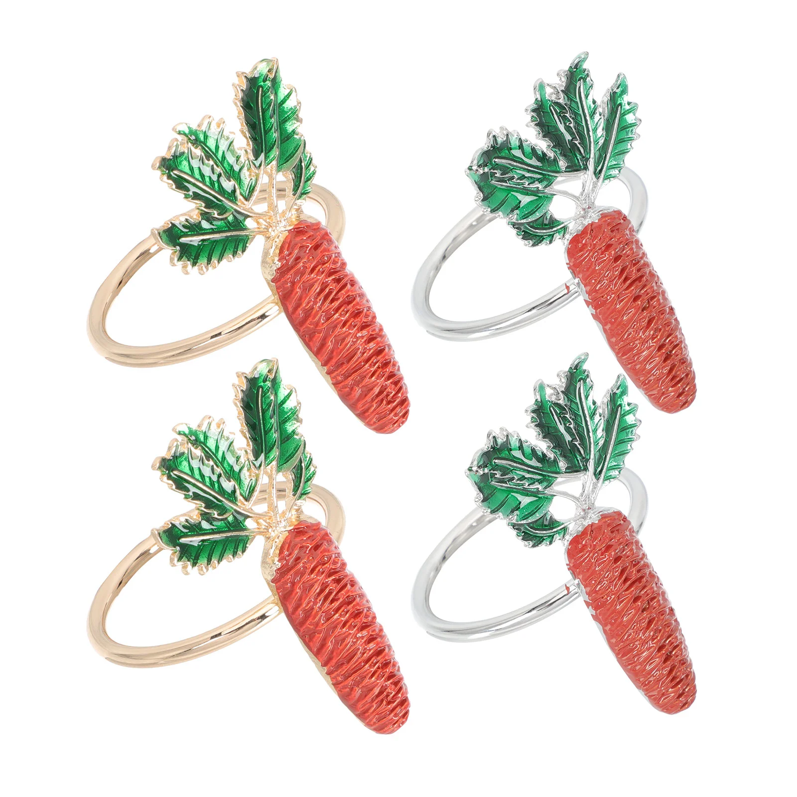 

4pcs Exquisite Napkin Rings Carrot Shaped Napkin Holders Napkin Buckles