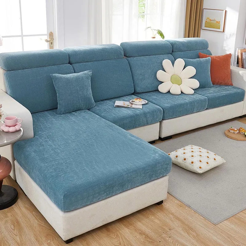 Funda de sofá elástica gruesa para sala de estar, sillón esquinero, cojines de chenilla, fundas para asientos