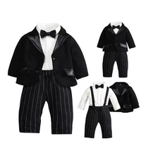 baby boys gentleman outfits suits clothing children coat shirt suspenders bow 4pcs suit boutique kids toddler boy winter clothes