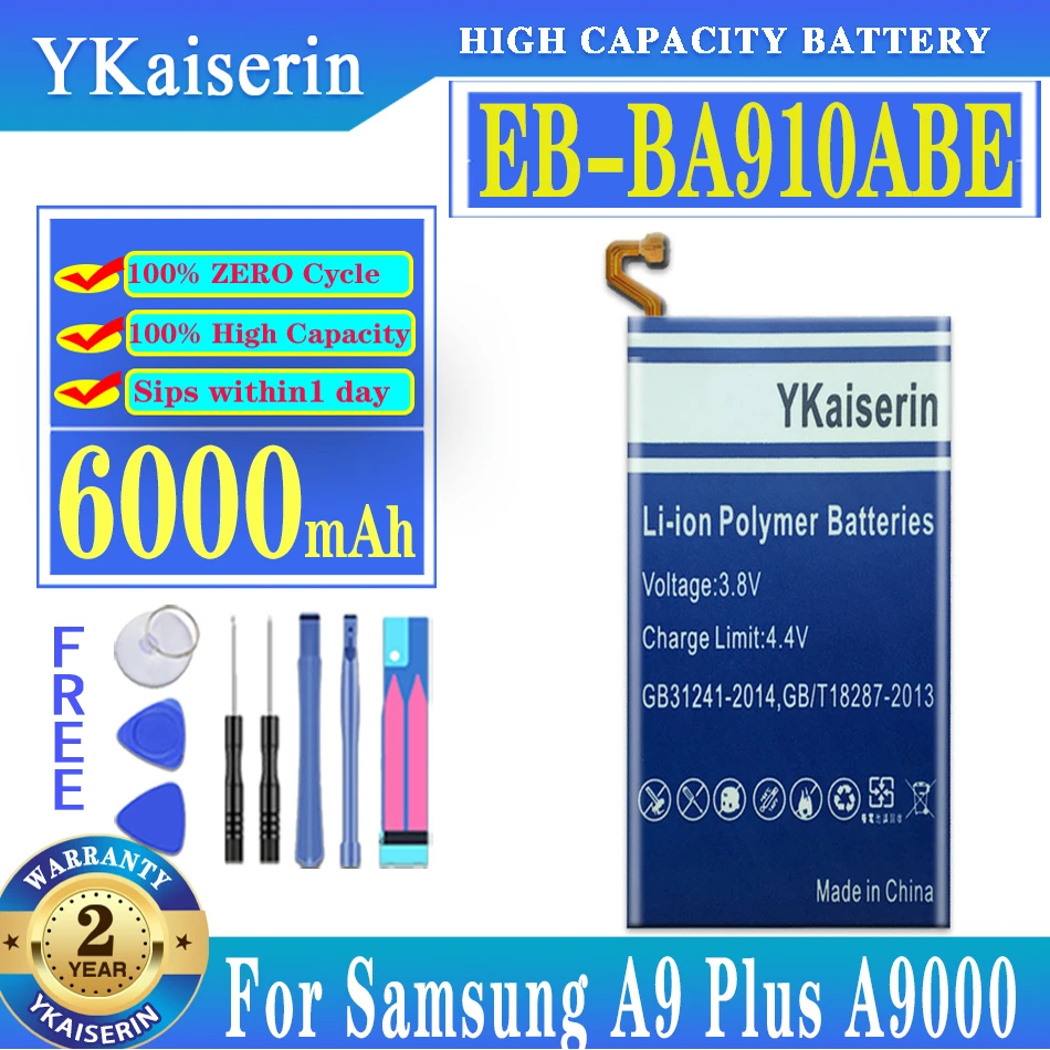 Ykaisсеребрин для SAMSUNG EB-BA910ABE 6000 мАч аккумулятор для Samsung Galaxy A9 Pro A9Pro A9 + SM-A9100 SM-A910 SM-A910F