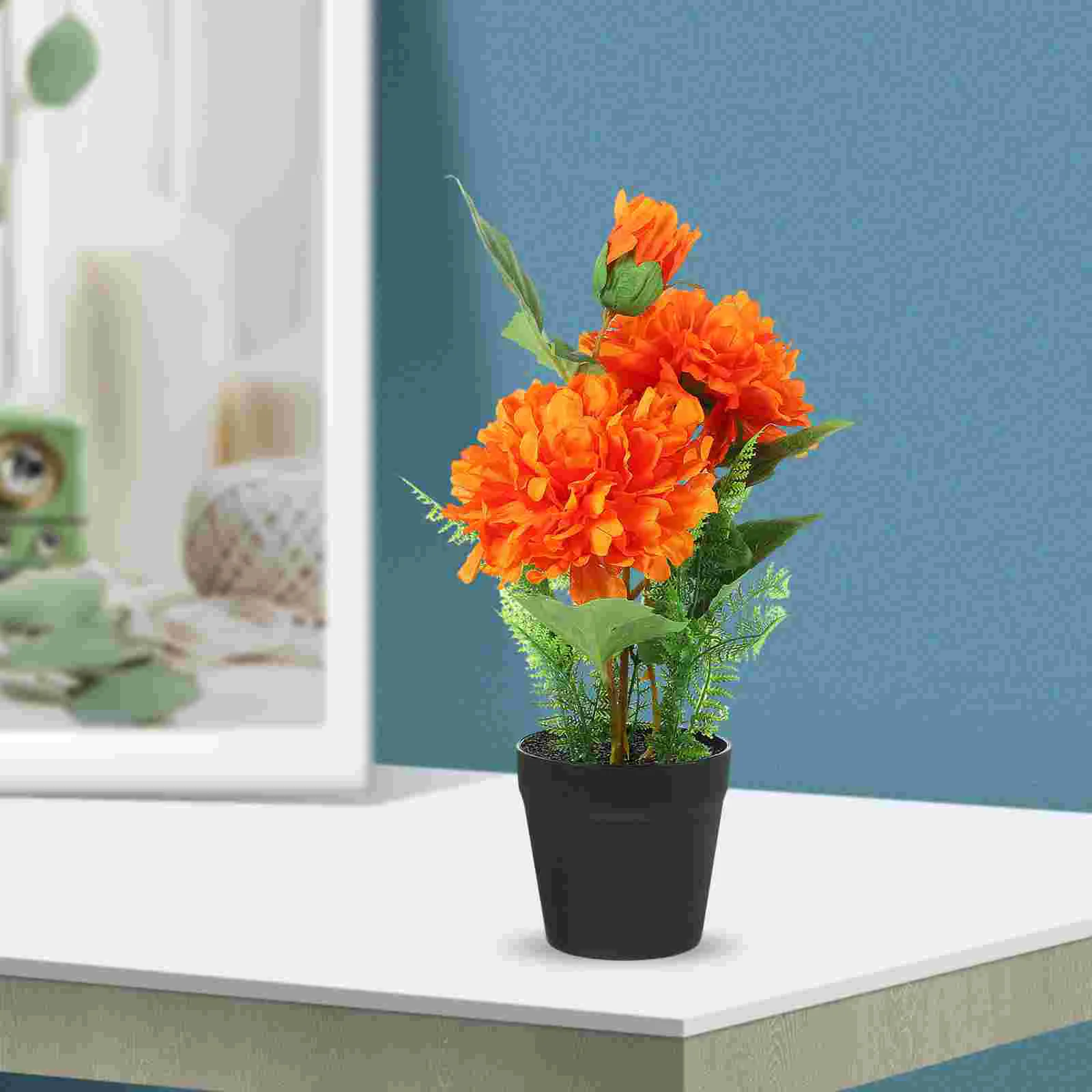 

Artificial Flower Pot Fake Plants Potted Adornments Peony Small Decor Pp Indoor