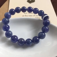 genuine natural blue tanzania tanzanite gemstone bracelet clear beads fashion 10 7mm stone deep blue tanzanite aaaaaa