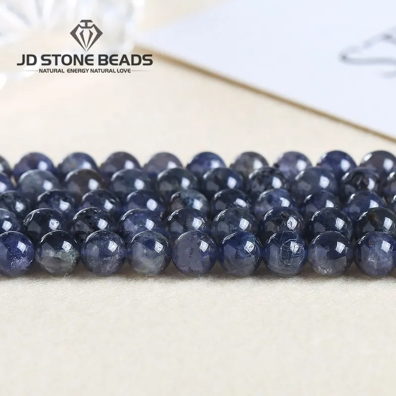 Натуральный камень бусины из кордиерита для снятия стресса водный сапфир иолит