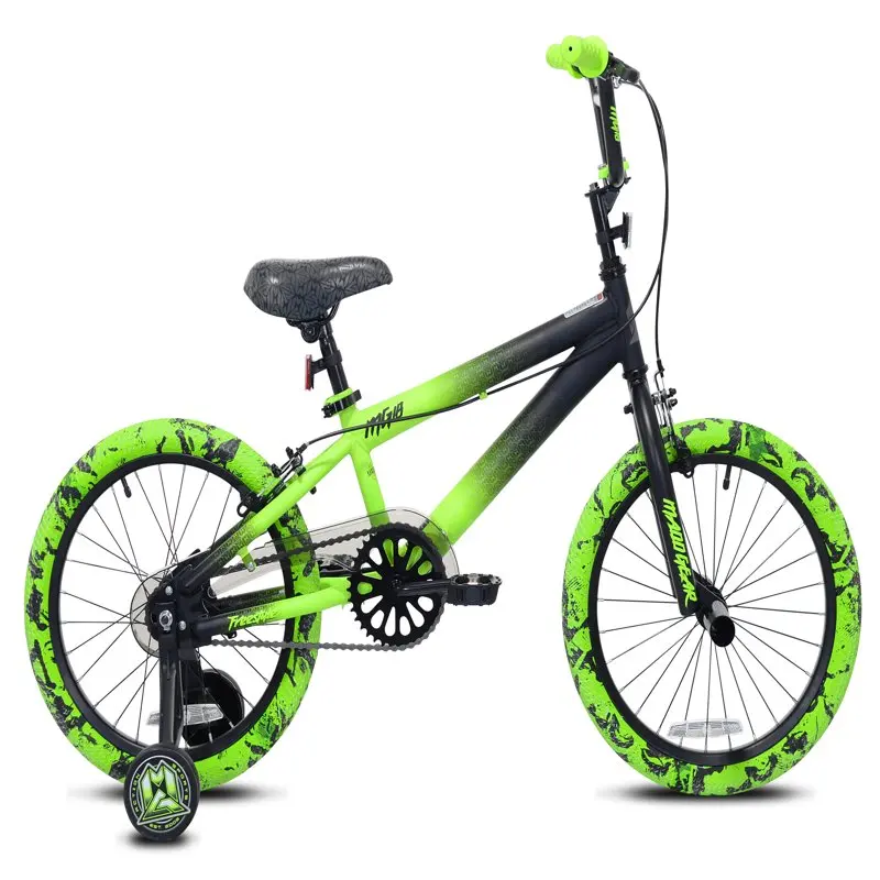 

18" MG18 BMX Boy's Bike, Black and Green Bicycle Shock Absorption Strong Load-Bearing Capacity Portable Comfortable Durable Sta