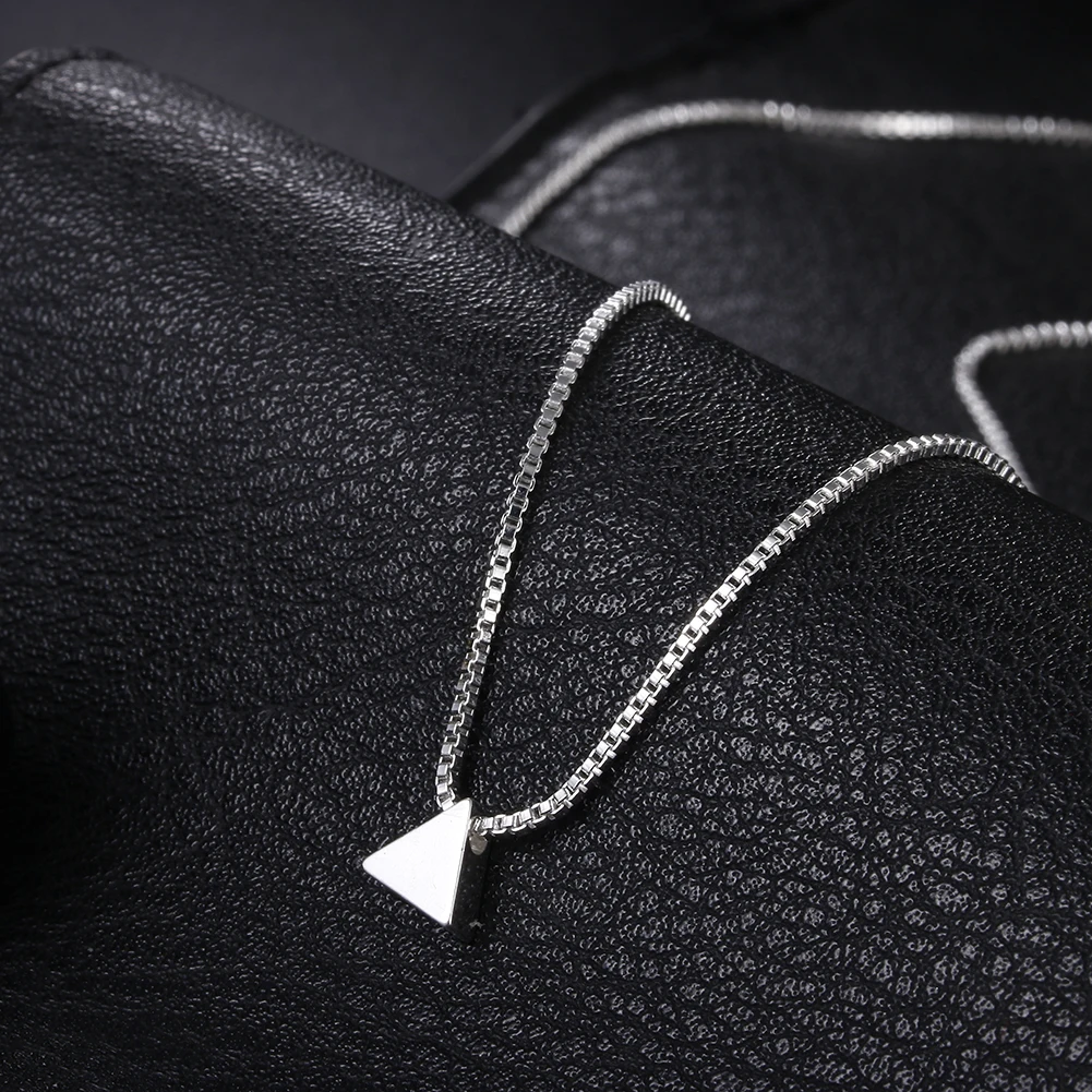 

FIne new 925 Sterling Silver Box chain geometry triangle Pendant Necklace For Women Fashion brands party Jewelry Holiday gifts