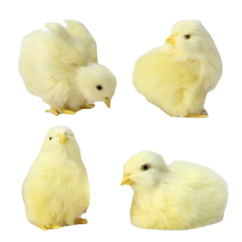 

Chicken Stuffed Animal Set Of 4 Simulation Chick Plush Toy Furry Animal Doll Toy Cognition Chicken Model Figurine Photography