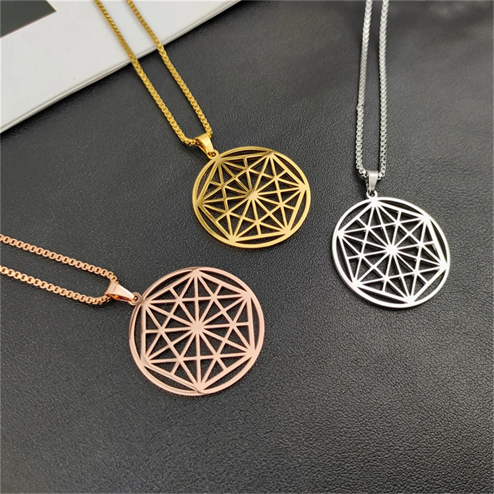 

Necklace for Women Mens Personalise Hexagon Geometric Shape Pendant Stainless Steel Jewelry Box Chain Fashion Simple Necklaces