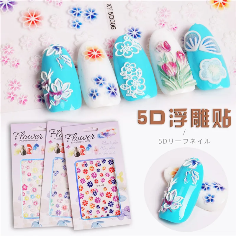 

1pcs 5D Relief Series Nail Art Stickers Flowers Decor Acrylic Embossed Sliders Japanese Water Nail Decals DIY Manicure Decoratio