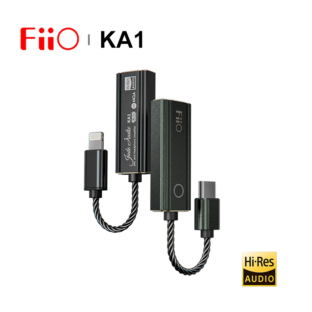FiiO JadeAudio KA1 USB DAC AMP Adapter MQA TYPE-C/Ligthning to 3.5mm Audio Cable ES9281AC Pro Chip PCM 384kHz DSD256 Android iOS