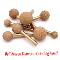 1p 6mm shank 12 25mm ball brazed diamond grinding jade peeling stone carving grinding head for polishing metal wood rotary tools