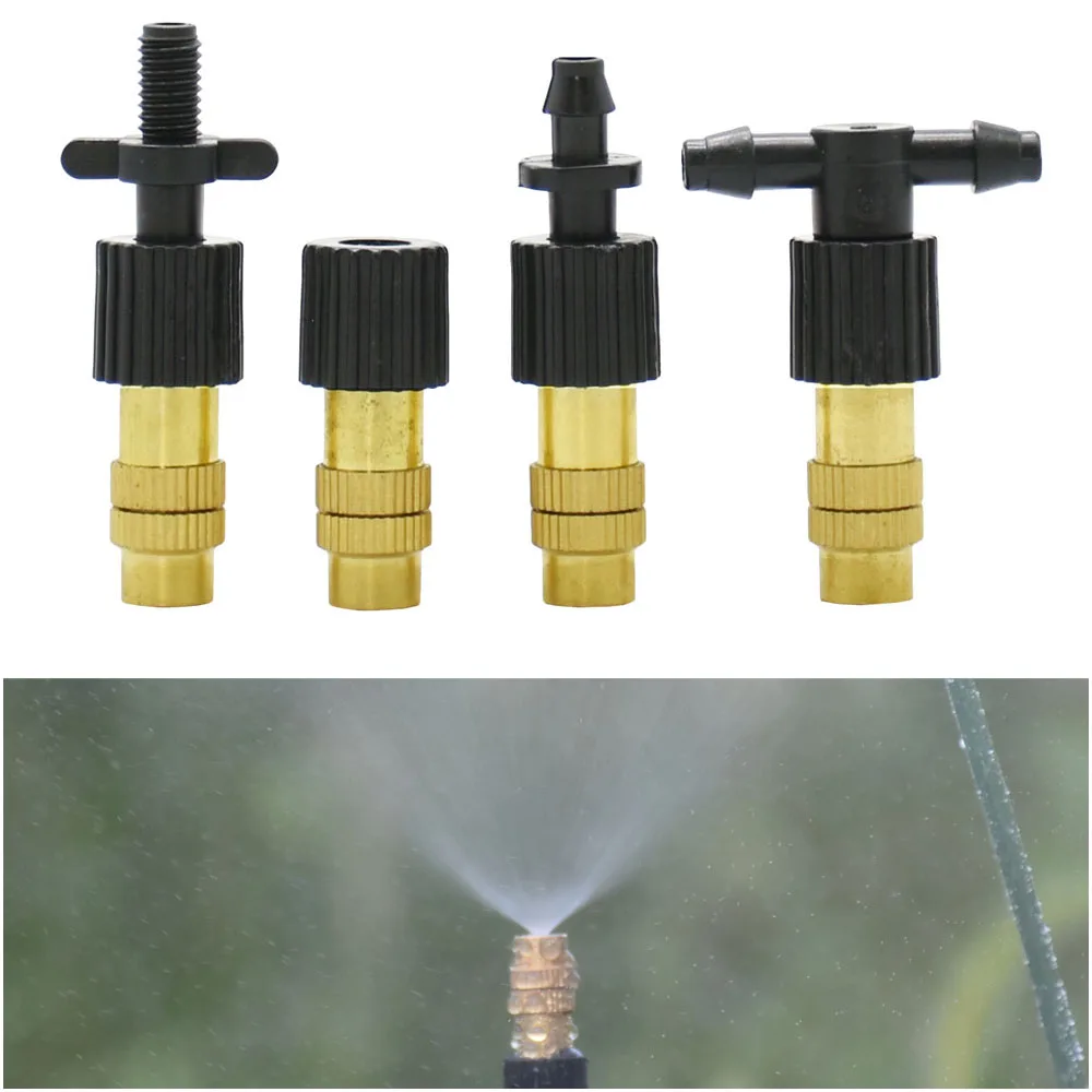 

10PCS 5 Types of Micro Drip Irrigation Misting Brass Nozzle Garden Spray Cooling Parts Copper Sprinkler with Connector