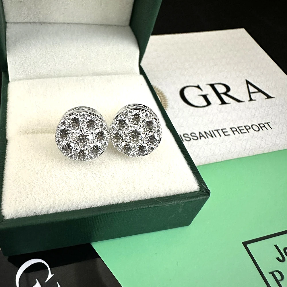 Big Diamond Moissanite Earrings for Women S925 Silver Iced Out Ear Studs Women Men High-End Jewelry Pass Tester Free Shipping