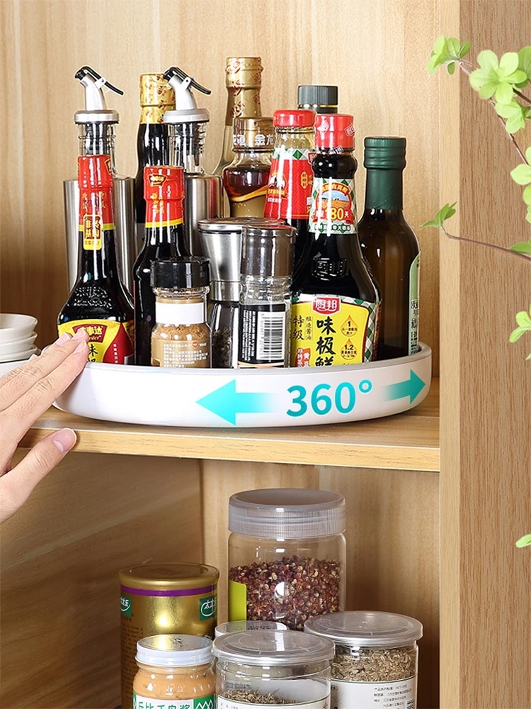 Rotating Spice Rack Kitchen Countertop Salt Soy Sauce Bottle Jar Seasoning Storage