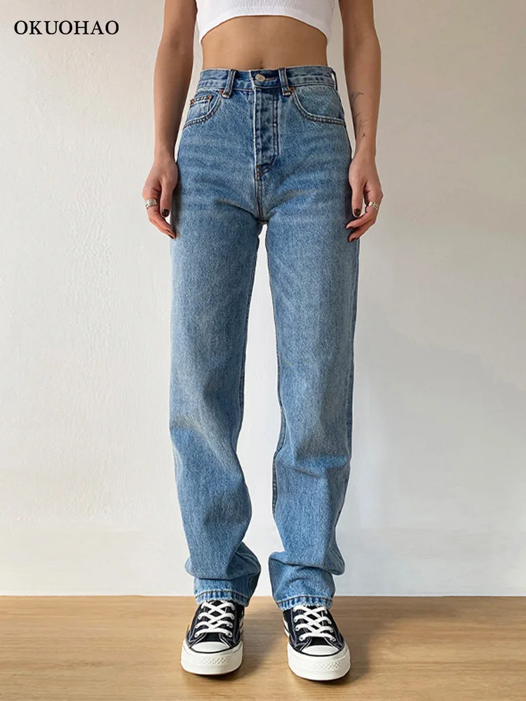 

Mom Jeans Straight Pants Washed Loose High Waist Plus Size Women Casual Boyfriends Cowboy Vintage Wide Leg Trousers 2023 New