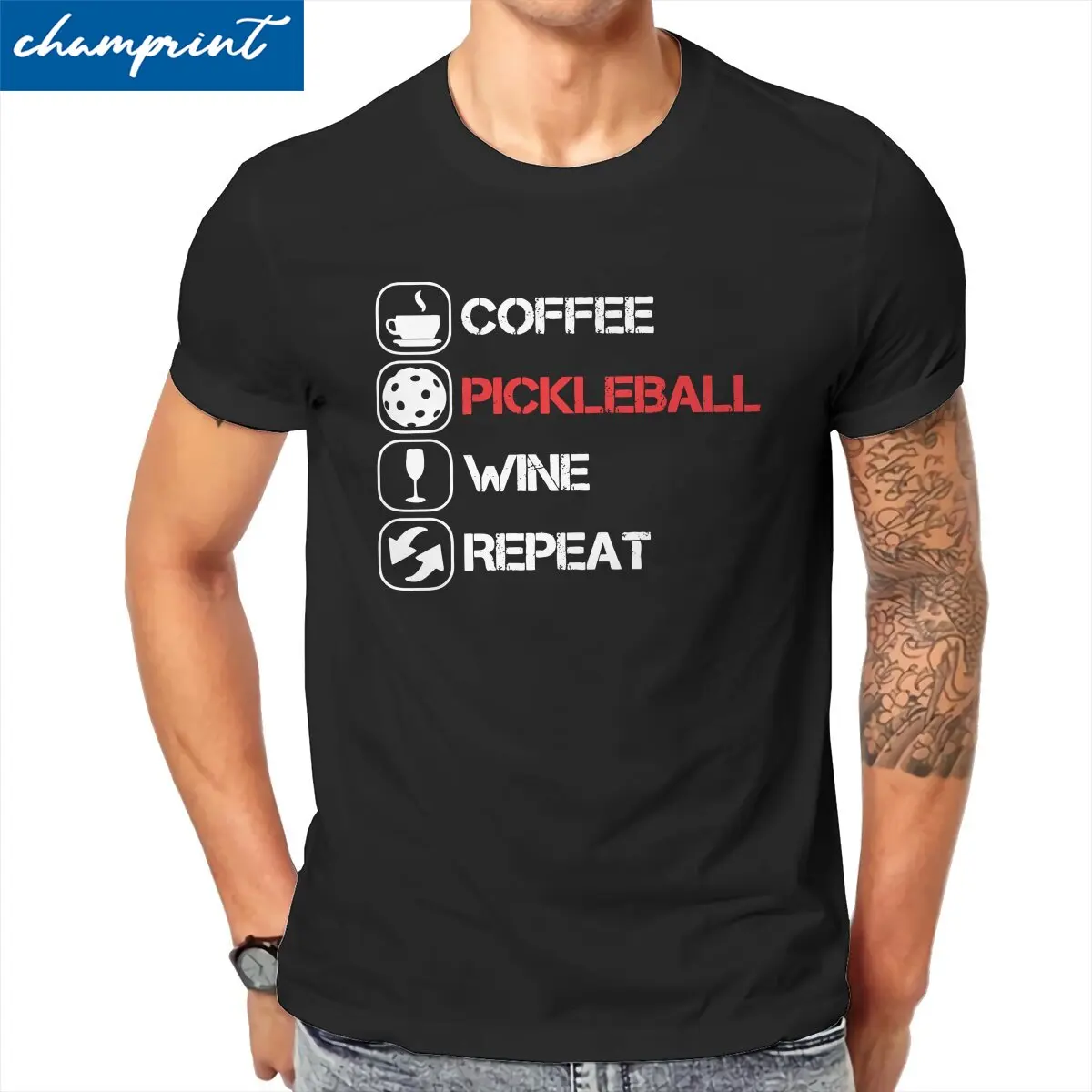 

Хипстерские хлопковые футболки с надписью Coffee Pickleball и надписью вина для мужчин, футболки с круглым вырезом и коротким рукавом, футболка большого размера, одежда