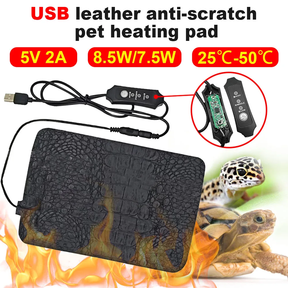 Pet Reptile Electric Blanket Usb Waterproof Adjustable 3 Gear Temperature Controller Winter Home Heated Mat Warm Pad