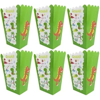 6pcs dinosaur popcorn boxes paperboard cups gift box happy birthday party decorations kids favors baby shower party supplies